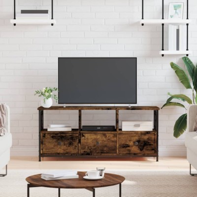 vidaXL Comodă TV, stejar afumat, 102x33x45 cm, lemn prelucrat &amp;amp; fier 831790 foto