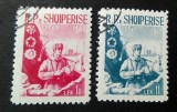 Serie completă 2 timbre Albania 1960 &ndash; A 15-a aniversare a Forțelor Armate, ștampilată -A40