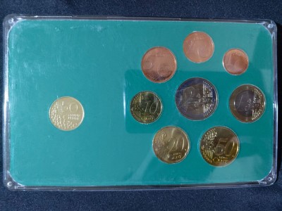 Euro set - Finlanda 2001-2005 + 50 penni 1990 , 9 monede foto