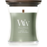 Woodwick Verdant Fig lum&acirc;nare parfumată cu fitil din lemn 85 g