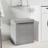 VidaXL Coș de rufe pliabil, gri, 51x34,5x59 cm, imitație de p&acirc;nză
