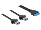 Cablu USB 3.0 A soclu x2, 0,8m, negru - DELOCK