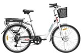 Bicicleta Electrica De Oras, Baterie Li-Ion 36V / 11.6 Ah, 250W, Roti 26", Cadru Aluminiu, Hecht Prime White