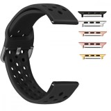 Cumpara ieftin Curea din silicon, compatibila Apple Watch 9|8|7|6|5|4|3|2|1 Series, 41mm|40mm|38mm, Negru