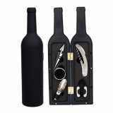 Set Cadou Accesorii Vin in forma de Sticla, 6in1 culoare Neagra, AVEX
