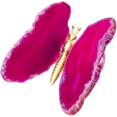 Fluture piatră Agate, cristal natural &amp;icirc;n formă de fluturas roz, 5 cm foto