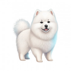 Sticker decorativ Samoyed, Alb, 64 cm, 5591ST