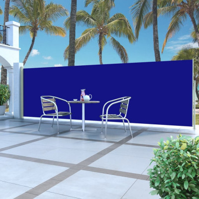 Copertina laterala retractabila de terasa, albastru, 160x500 cm GartenMobel Dekor foto