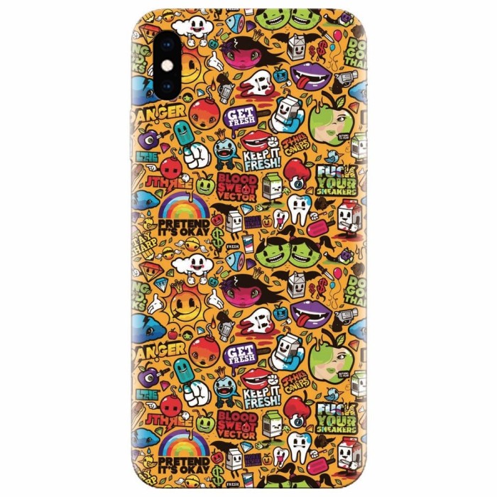 Husa silicon pentru Apple Iphone XS Max, Colorful Sticker Illustrations