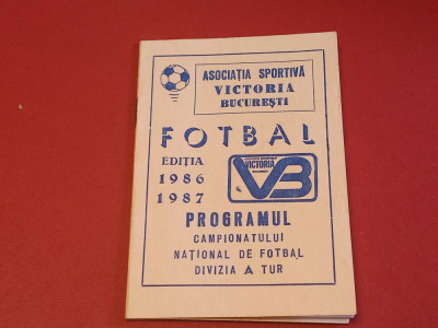 Agenda-Program Fotbal - VICTORIA BUCURESTI (turul Diviziei A 1986/1987) foto