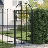 vidaXL Poartă de gard ASSEN cu blat arcuit din oțel, negru, 89x200 cm 145750