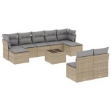 Cumpara ieftin Set canapele de gradina cu perne, 10 piese, bej, poliratan