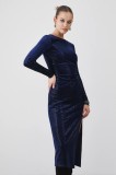 Medicine rochie culoarea bleumarin, midi, mulată