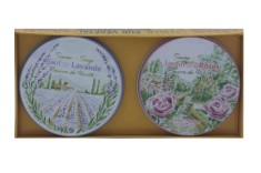 Set 2 sapunuri in cutie metalica - Lavande et Rose | La Savonnerie de Nyons