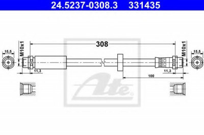 Conducta / cablu frana AUDI A4 (8EC, B7) (2004 - 2008) ATE 24.5237-0308.3 foto