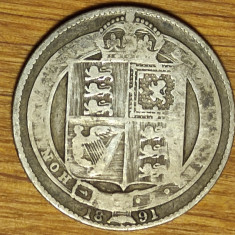 Anglia / Marea Britanie -moneda argint sterling- 1 shilling 1891 rara - Victoria