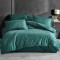 LENJERIE DE PAT BUMBAC 100 % CU HUSA PENTRU SALTEA DE 140X200, 160 X 200 SAU 180 X 200 -VERDE PETROL - 140x200