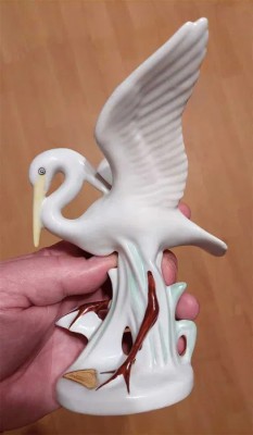Statueta Flamingo Portelanul Cluj, H 16cm, L 13cm, stare excelenta foto