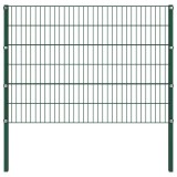 Panou de gard cu stalpi din fier, verde, 176,5x120 cm