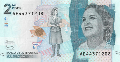 Bancnota Columbia, 2000 Pesos 2015-2020, UNC foto