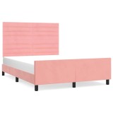 Cumpara ieftin Cadru de pat cu tablie, roz, 140x190 cm, catifea