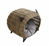 Cumpara ieftin Pat animale plastic maro textil gri 40 x 34 x 40 cm