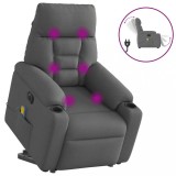 vidaXL Fotoliu electric masaj rabatabil cu ridicare, gri &icirc;nchis textil