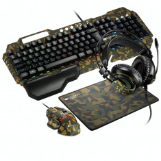 Kit Gaming 4 in 1 Canyon Argama Tastatura Standard + Mouse Optic + Mouse Pad + Casti Military foto