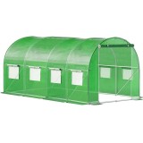 Sera de gradina, tip tunel cu cadru metalic, 200x450cm, 9 ferestre, verde, 9 mp Household NewTrend