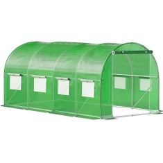 Sera de gradina, tip tunel cu cadru metalic, 200x450cm, 9 ferestre, verde, 9 mp Household NewTrend