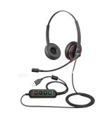 Casca Call Center cu fir CerCip QM 2D-M, Functie anulare zgomot fundal ENC, Buton mute