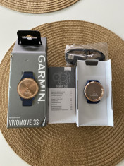 Smartwatch Garmin Vivomove 3s auriu curea albastra NOU foto