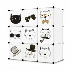 Dulap modular pentru copii, Mufart, plastic, 9 compartimente, alb, 110x37x110 cm