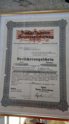 Asigurare medicala comisar jandarmi Germania 1934 foto