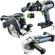 Festool HKC 55 50 EBI-Plus-SCA + TPC 18/4 I-Basic + AGC 18-125 EB-Basic - Fierastrau circular 18 V + Masina de gaurit si insurubat cu percutie 18 V +