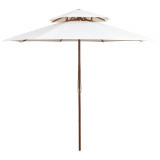 VidaXL Umbrelă de soare dublă, 270x270 cm, st&acirc;lp de lemn, alb crem