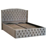 Pat Matrimonial Natalia tapitat cu somiera rabatabila diverse dimensiuni, culoare crem - 160x200