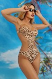 SW2379-99 Costum de baie intreg model monokini cu print leopard, S/M