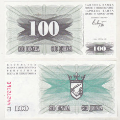 bnk bn Bosnia 100 dinari 1992 unc