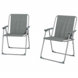 Outsunny Set de 2 scaune pliabile pentru terasa, camping, Gri