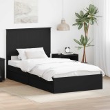 vidaXL Pat cu storage cu headboard Negru 100 x 200 cm Lemn compozit 3411237