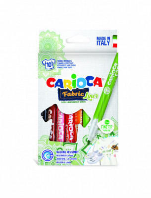 Carioca Pentru Textile, Varf Subtire - 2.6mm, Rezistent La Spalare, 10 Culori/cutie, Carioca Fabric foto