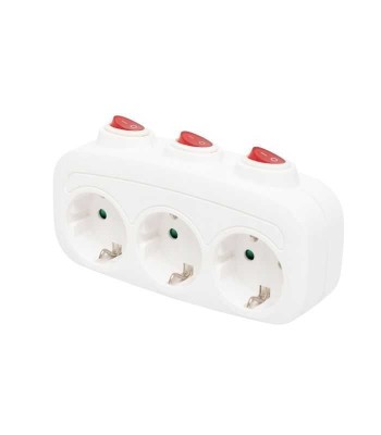 Distribuitor 3 prize SCHUKO cu protectie cu intrerupator individual alb TPF 3K foto