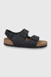 Birkenstock sandale de piele Milano femei, culoarea negru, 34193