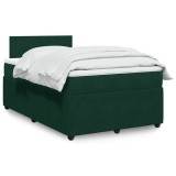vidaXL Pat box spring cu saltea, verde &icirc;nchis, 120x190 cm, catifea 3287683