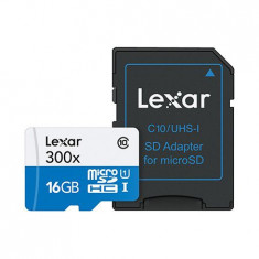 MICRO SD CARD CU ADAPTOR 16GB CLASA 10 LEXAR foto