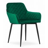 Scaun stil fotoliu bucatarie/living, Artool, Nola, catifea, metal, verde si negru, 58x57x79 cm, Leobert