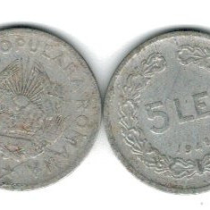 Romania 1948 - 5 lei Aluminiu, circulata