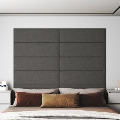 vidaXL Panouri de perete 12 buc. gri &amp;icirc;nchis 90x30 cm textil 3,24 m&amp;sup2; foto