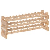 HOMCOM Suport pentru 36 sticle, etajeră pentru vin cu 3 niveluri modulare, 114&times;28&times;42,5cm, lemn natural | Aosom Romania